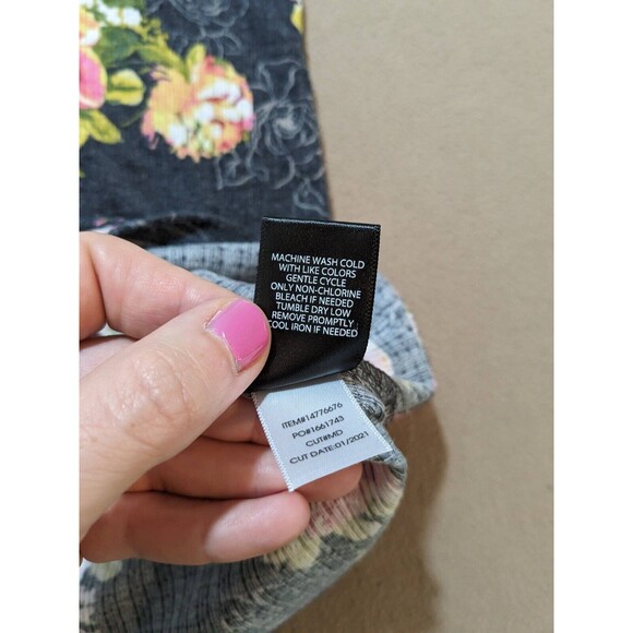 Torrid Womens Gray Pink Peach Flower Floral Lace Smock Ruffle Sleeve Top Size 1 - Picture 7 of 11